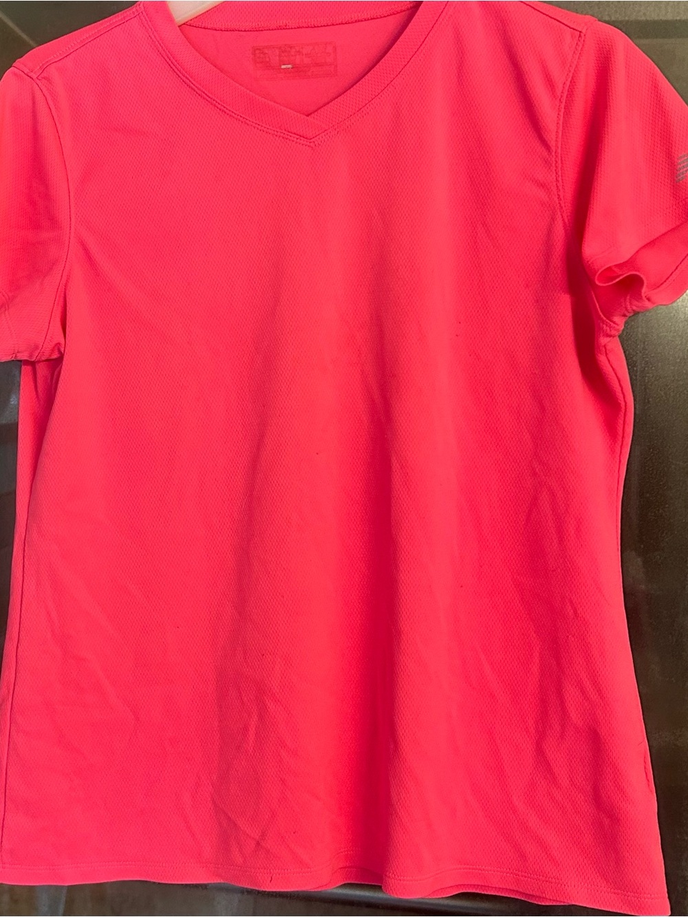 New Balance' V‑Neck Active Top in Bright Pink - Lightweight Performance Tee